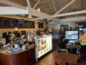 Interior of Konditorei Café in Portola Valley with an inviting ambiance, the perfect spot to enjoy Voyager Craft Coffee.