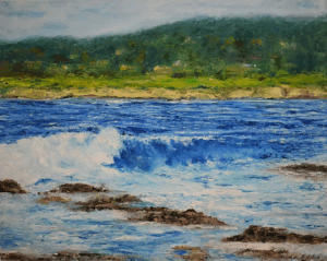 Carmel Breakers – an expressive coastal portrait blending ocean waves with human presence, evoking strength, serenity, and the rhythm of the sea. 