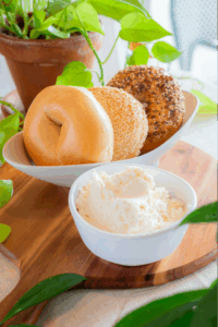 Selection of fresh New York Style Bagels at Konditorei Cafe paired with Voyager craft coffee. 